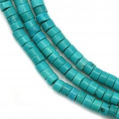 Howlite teinté de couleur bleu vert, en forme de rondelle, 3 * 4mm x 40cm