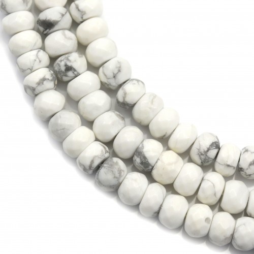 Howlite, en forme de rondelle facetté, 4 * 6mm x 40cm