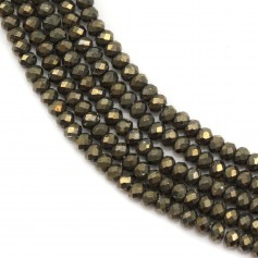 Pyrite rondelle facetté 1.5x2mm x 40cm