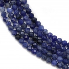 Sodalite de forme ronde facetté, mesurant 3mm x 40cm