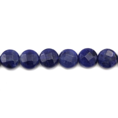 Sodalite rond plat facetté 8mm x 4pcs.