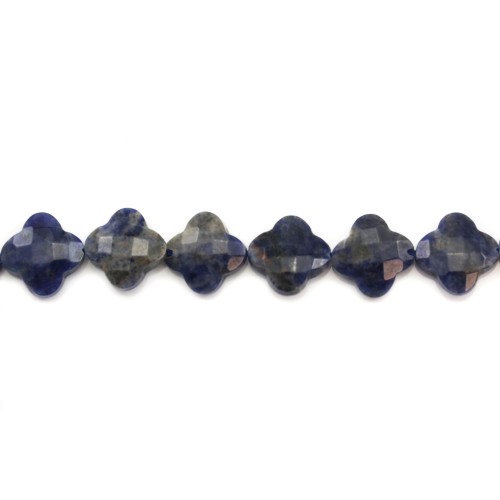 Sodalite trèfle facette 13 mm  x 2pcs