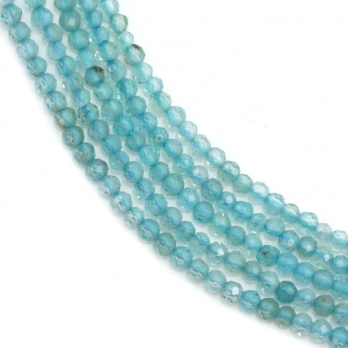 Faceted light blue apatite 2mm x 39cm
