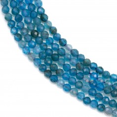 Apatite de couleur bleu et de forme ronde facette, 2mm x 40cm