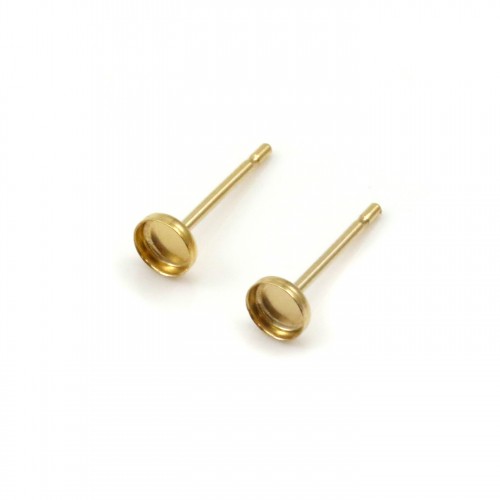 Clous d'oreilles sertis pour cabochon 3mm x2pcs