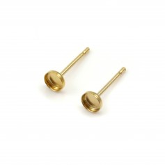 Clous d'oreilles sertis pour cabochon 3mm x2pcs