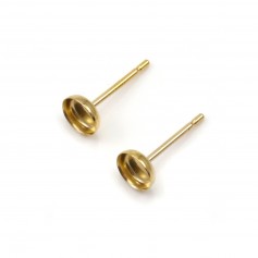 Clous d'oreilles sertis pour cabochon 4mm x2pcs