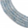 Aigue marine rondelle boulier facette 2x3mm sur fil 39cm