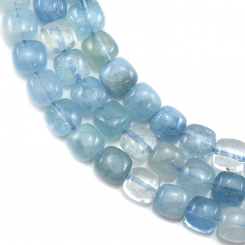 Aquamarine in blue, in square shape 6mm x 39cm