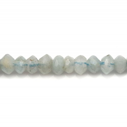 Aquamarine faceted rondelle 3x5mm x 10pcs