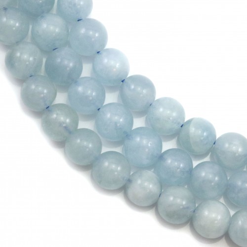 Aquamarine, round, 8.5mm x 39cm