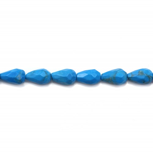 Turquoise reconstituted faceted drop 5x8mm x 40cm