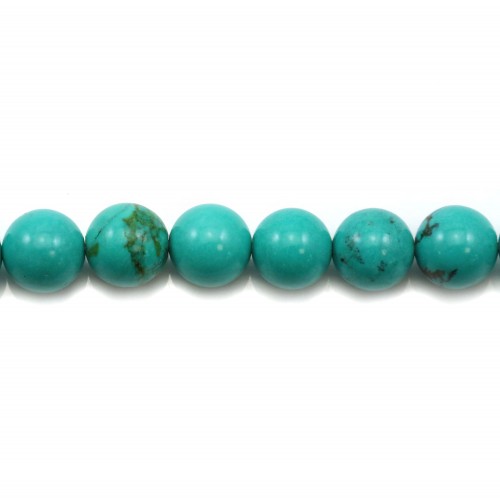 Turquoise traité verte ronde 10mm x 6pcs