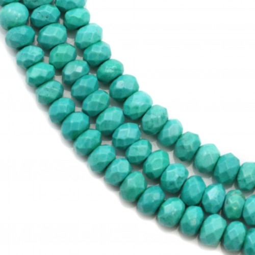 Turquoise reconstituted, in the shape of faceted roundel, measuring 4x2.5mm x 40cm