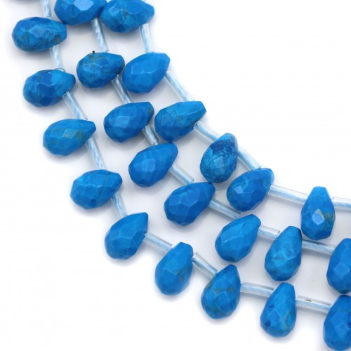 Turquoise reconstitué, en forme de goutte facetté 6x9mm x 38cm