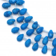 Turquoise reconstituted, in the shaped of a faceted drop 6 * 9mm, x 38cm