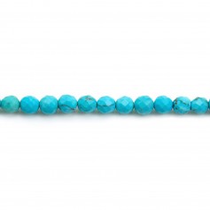 Turquoise reconstitué de forme ronde facetté, mesurant 4mm x 20pcs