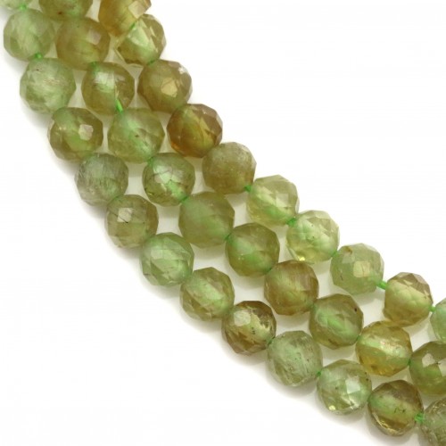 Round faceted green garnet 4mm x 38cm