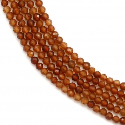 Faceted round orange garnet 2mm x 39cm