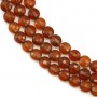 Hessonite rond plat  facette 4mm x 40cm