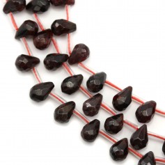 Garnet briolette faceted 4.5-5.5x7-8mm x 20cm