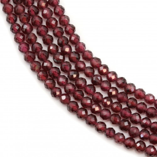 Round faceted garnet, 2mm x 39cm
