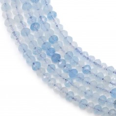 Aquamarin, facettierte Scheibe, 2.5x4mm x 39cm, Qualität A