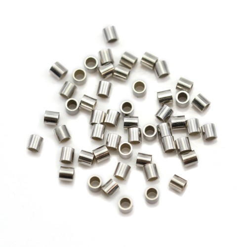 925 contas de tubo pratadas e trituráveis em ródio 2x2x1,5mm x 20pcs