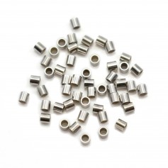 Tubes à écraser en argent 925 rhodié 2x2mm x 20pcs