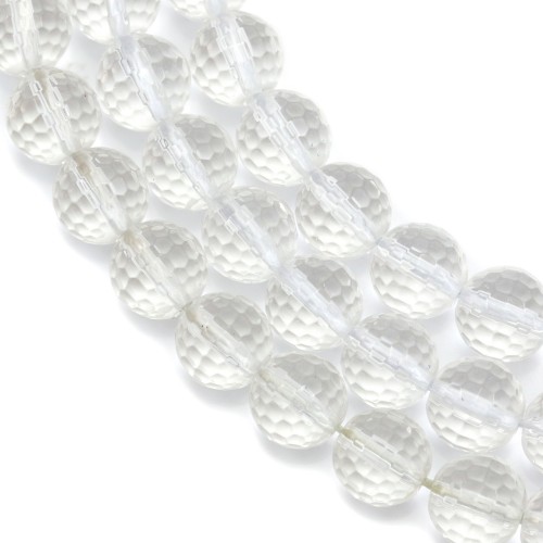 Faceted Round Rock Crystal 8mm x 39cm