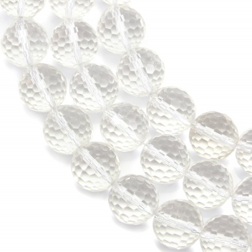 Cristal de roche Ronde Facette 14mm x 40cm