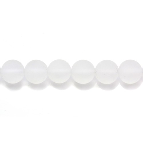 Rock crystal quartz mat round 6mm x 14pcs