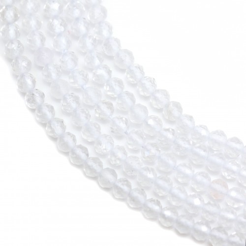 Rock crystal, round faceted, 2mm x 40cm