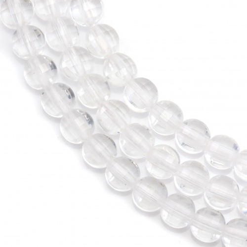 Cristal de roche transparent, de forme ronde plate facetté, 4.5mm x 38cm