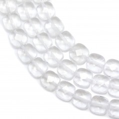 Rock crystal quartz faceted square 8mm x 40cm