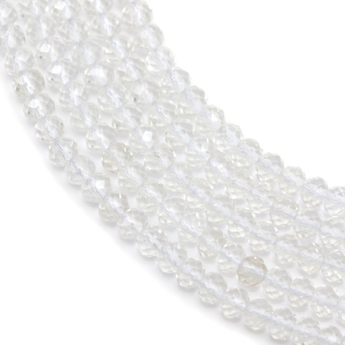 Rock crystal roundel faceted 2x3mm x 40cm