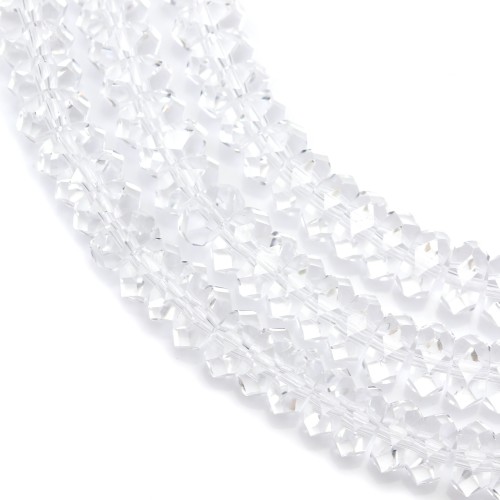 Cristal de roche rondelle facette 4x7mm x 40cm