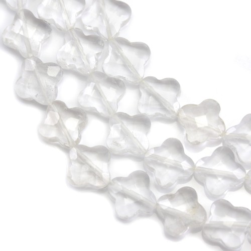 Cristal de roche trèfle facette 13 mm x 40cm