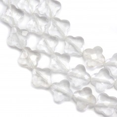 Cristal de roche trèfle facette 13 mm x 40cm  