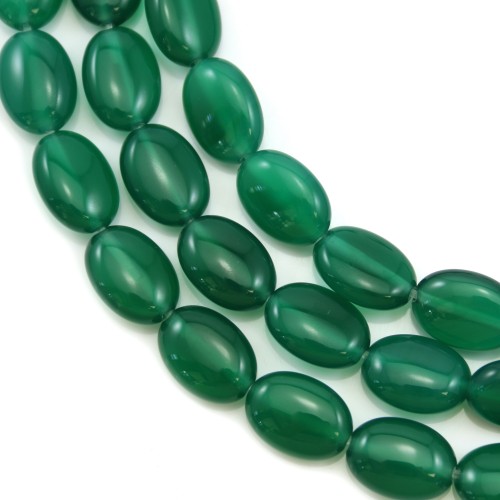 Agate verte ovale 10x14mm x 40cm