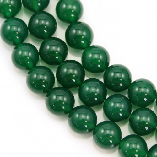 Green agate, round, 12mm x 39cm