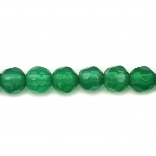 Green round faceted agete vert 4mm x 10pcs