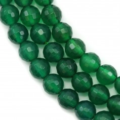 Agate vert rond facette 