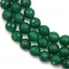 Agate vert rond facette 