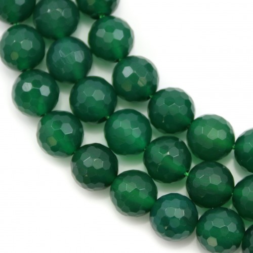 Green Agate round facet 12mm x 40cm
