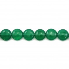 Agate verte goutte plat 6x8mm x 40cm