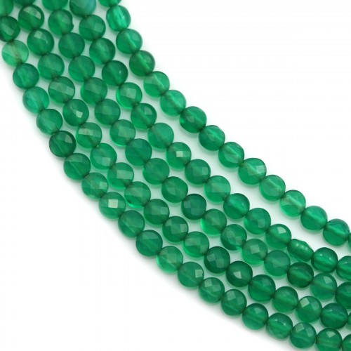 Agate verte ronde plate facette 2mm x 40cm