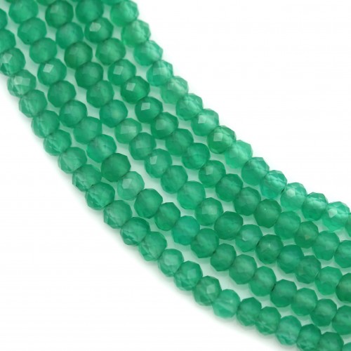 Achat, grün, facettierte Scheibe, 2x1.8mm x 39cm