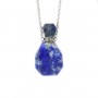 Collier en plaquée par "flash" or sur laiton avec pendentif flacon de parfum en Lapis lazuli
