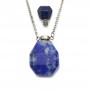 Collier en dorée sur laiton avec pendentif flacon de parfum en Lapis lazuli